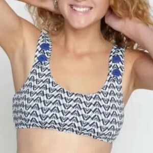 NEW Seea Free People Seea Georgia Surf Top in navy mini chevron Selene,‎ L